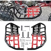 HECASA Aluminum Nerf Bars Foot Pegs Compatible with All Years Honda TRX 450R 450ER Heel Guards Side Steps (Black Nerfs + Red 