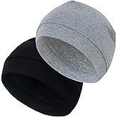 Simapu Cotton Skull Cap, Skull Caps for Men Women, 2-Pack Lightweight Beanie Cycling Breathable Helmet Liner Sleep Hats