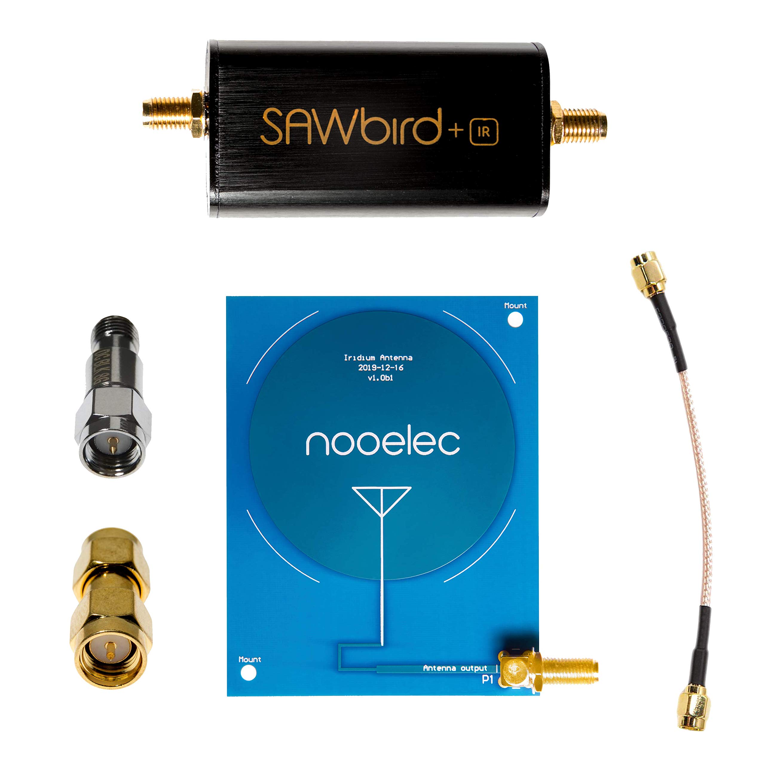Nooelec Active Iridium Reception Bundle - Includes LNA & Filter Module, High Gain (3.1dBi) 1620MHz Patch Antenna, SMA DC Block, Cables & Adapters. Compatible with Most SDRs!