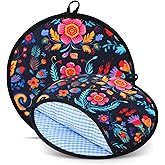 Honeydak 2 Pcs 12 Inch Tortilla Warmer Pouch Microwavable Fabric Insulated Cloth Pouch Tortilla Holder Keeps Warm for Tortillas Tacos Naan and Pizza Rolls(Mexican Flowers)