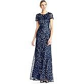 Adrianna Papell Womens Short-Sleeve All Over Sequin Gown