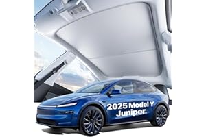 Nmoiss Tesla New Model Y Juniper Roof Sunshade (2025–2026) Double-Layer Heat Block Sunroof Shade Ice-Cooling Reflective Fabric 99% UV Protection Foldable with Storage Bag Tesla New Model Y Accessories