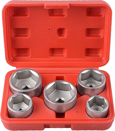 DAYUAN 5pc 3/8" Drive Oil Filter Wrench Socket Set 24 27 32 36 38mm Cr-V 6pt