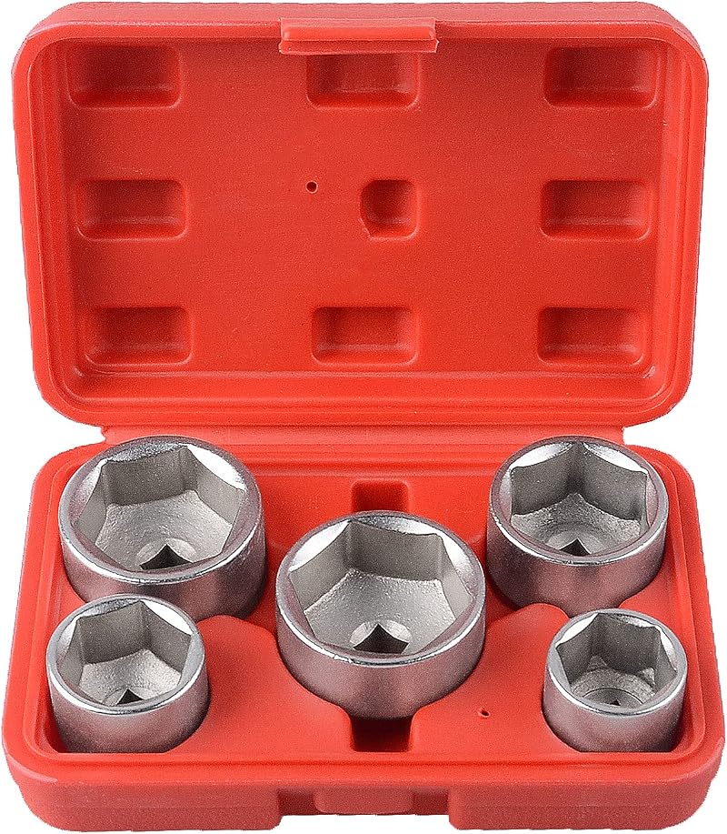 DAYUAN 5pc 3/8" Drive Oil Filter Wrench Socket Set 24 27 32 36 38mm Cr-V 6pt