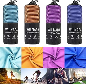 Amazon Wilnara超吸水運動タオル 極細繊維抗菌速乾性 スポーツタオル 吊り下げ式のタオルラップ タオルは ビーチ 登山 ヨガ 水泳 ボールゲーム 旅行必須製品に適しています 130 80cm オレンジ Winara スポーツタオル