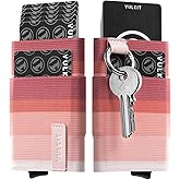 VULKIT Pop up Wallet for Women with Keychain, RFID Blocking Minimalist Slim Credit Card Holder for Gift Stripe Pink