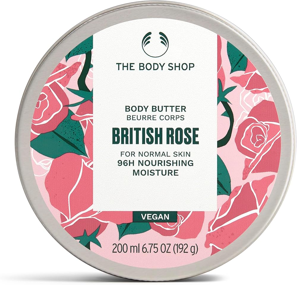 The Body Shop British Rose Body Butter 200ml – Vegan Formula, 96H Moisture