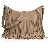 Fringe Hobo Bags for Women, Vintage Western Suede Crossbody Shoulder Purse | Decorated with tassel, hippie &amp; cowgirl style for daily casual matching