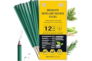 BugBai® Mosquito Repellent 12 PCS, Thicker Natural Citronella Oil Incense Sticks 2.5H Protection for Indoor Home, Plant-Based Bug Insect Barrier for Outdoor Patio Yard Garden Camping Fishing