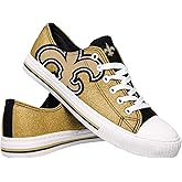 FOCO New Orleans Saints NFL Womens Glitter Low Top Canvas Shoes - 7