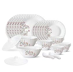 Borosil 35-Piece Opal Glass Dinnerware Set for 6