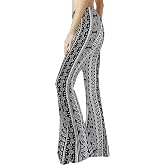 WSPLYSPJY Women's Print Stretch Bell Bottom Flare Palazzo Pants Trousers | Boho Comfy Stretch Soft Breathable High Waist Yoga Outdoor Casual