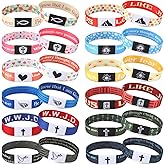 Landical 24 Pack NFC Bible Verse Bracelets Christian WWJD Scripture Wristbands for Women Men Tap-to-Read Devotional with Phone Faith Gifts for Baptism Wedding Graduation