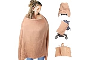 RTMOK Nursing Cover with Wire Hoop，Nursing Cover for Baby Breastfeeding，100% Cotton Lightweight and Breathable Nursing Cover，Multi Use Car Seat Stroller Cover