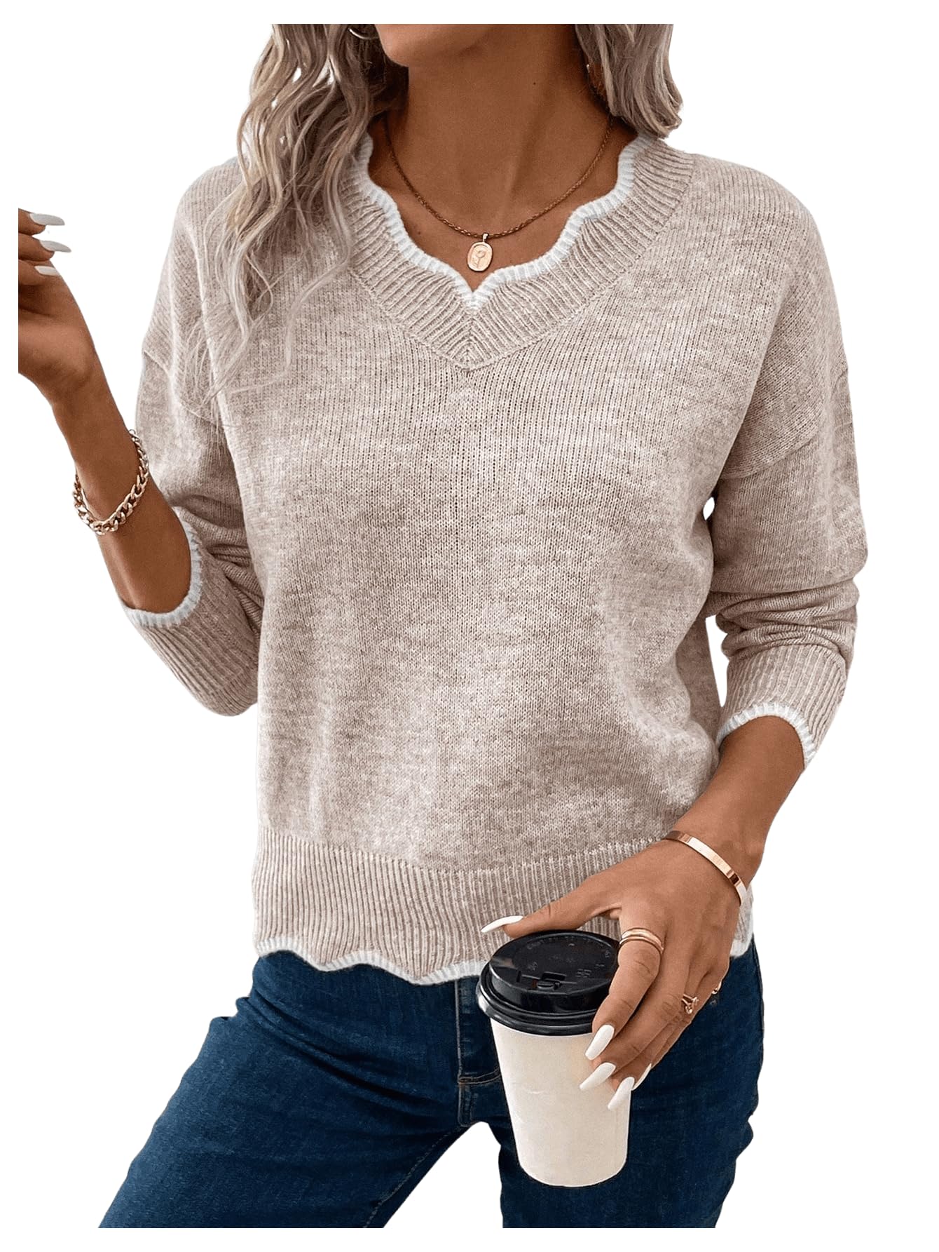 Scallop Trim Pullover (FK6010)