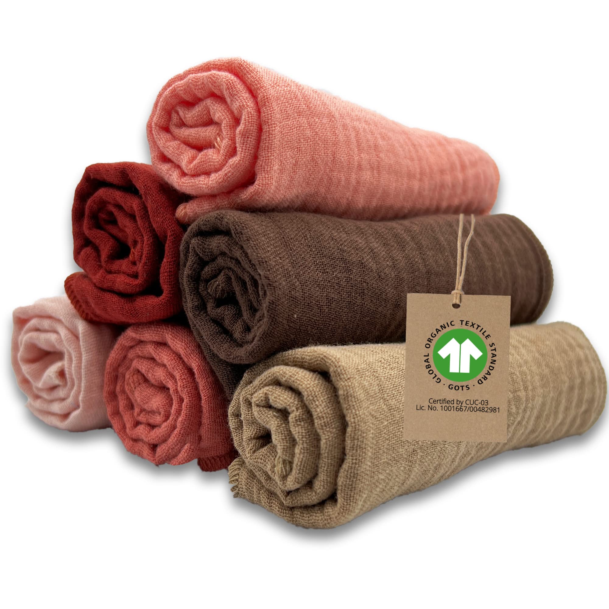 mimaDu Organic Burp Cloths Muslin 25 x 25 Baby Washcloths Cotton Baby Washcloth Baby Muslin Cloth Baby Organic Cotton GOTS Burp Cloth Baby, Super Soft, Absorbent (Blossom)