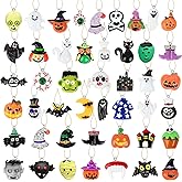 DTOFOOT 36PCS Mini Resin Halloween Ornaments - Tiny Hanging Decorations for Tree, Miniatures Figurines Charms With String, Resin Pendants for Party Decor, Small