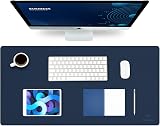 K KNODEL Large Desk Pad 80x40cm Dark Blue PVC Leather Dual Sided view 7