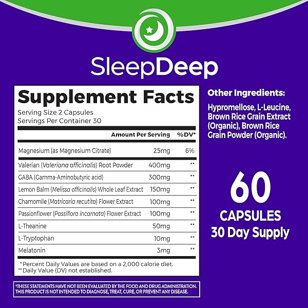 ORGAIN SLEEPDEEP, MELATONIN SLEEP AID SUPPORT SUPPLEMENT WITH MAGNESIUM, GABA, L-THEANINE, L-TRYPTOPHAN, CHAMOMILE, LEMON BALM & VALERIAN ROOT, GLUTEN FREE, DOCTOR FORMULATED – 60 COUNT, 30 DAY SUPPLY