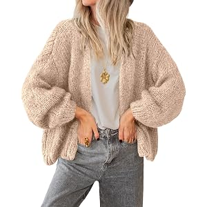 BTFBM Cardigan Sweaters for Women Fall Fashion Clothes 2026 | No Button No Pocket Design, Chunky Knit Open Front Cardigans, R