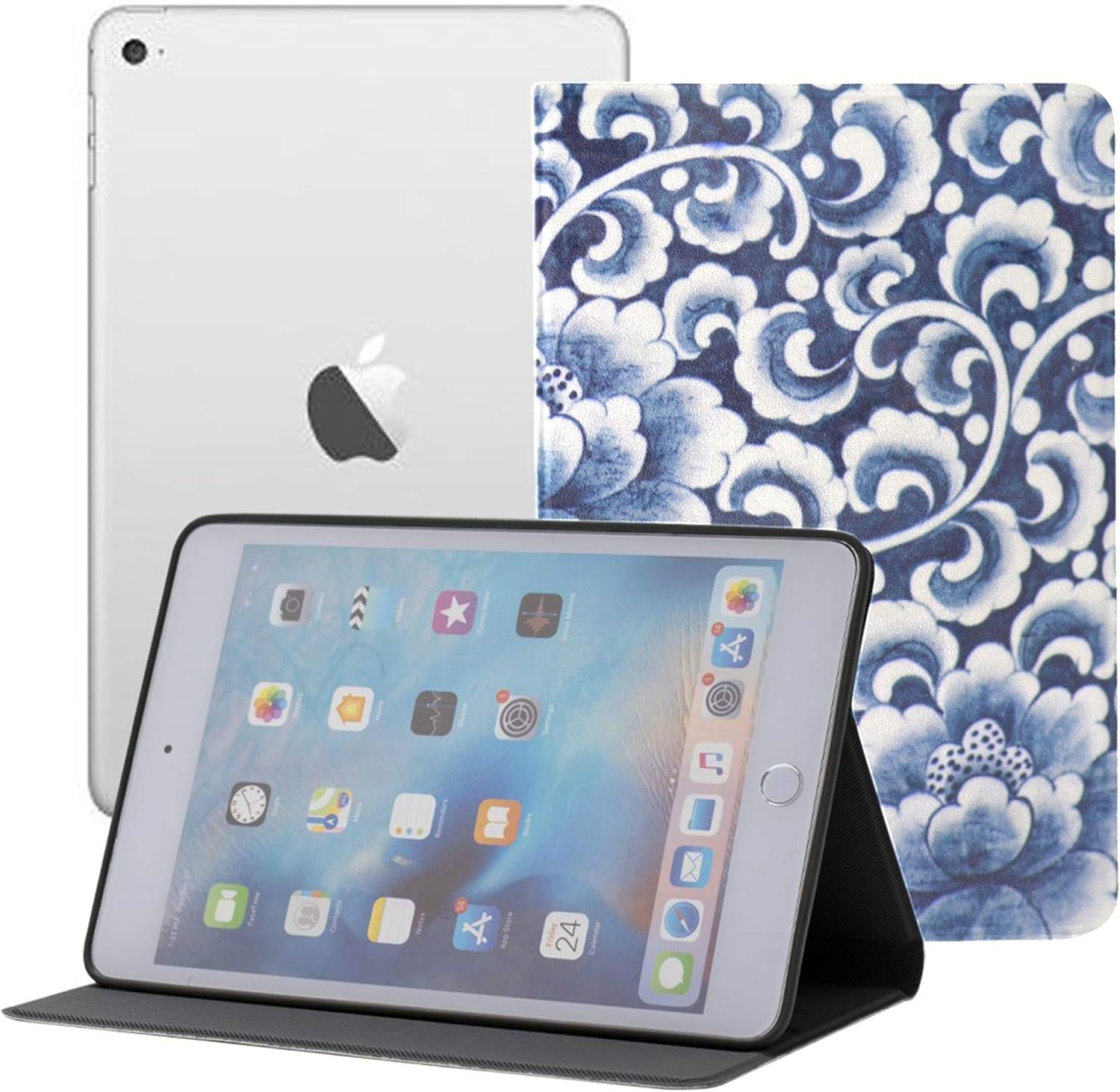 Ipad&nbsp;Mini&nbsp;Laptop&nbsp;Case Ancient Chinese Blue and White Porcelain Tablet&nbsp;Mini&nbsp;Ipad&nbsp;Cover Ipad Mini 1/2/3 Auto Sleep/Wake with Multi-Angle Viewing for Ipad Mini 3/ Mini 2/ Mini 1