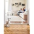 BABELIO 36-57" Extra Wide Baby/Dog Gate, Auto Close with Large Walk Thru Door,Safety for Pet, House, Stairs and Doorways, Pressure Mounted for Chlid, White