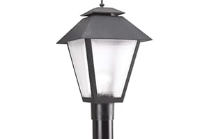 SEA GULL LIGHTING Generation Lighting 82065-12 Polycarbonate One-Light Outdoor Post Lantern Outside Lighting, Black Finish