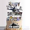 Video Game Happy Birthday Cake Topper 15cm + 7 Characters + Wafer Paper Badge Party Supplies Decoration Supplies for Kids Adults Girls Boys (Main Topper + Characters + Wafer Badge)