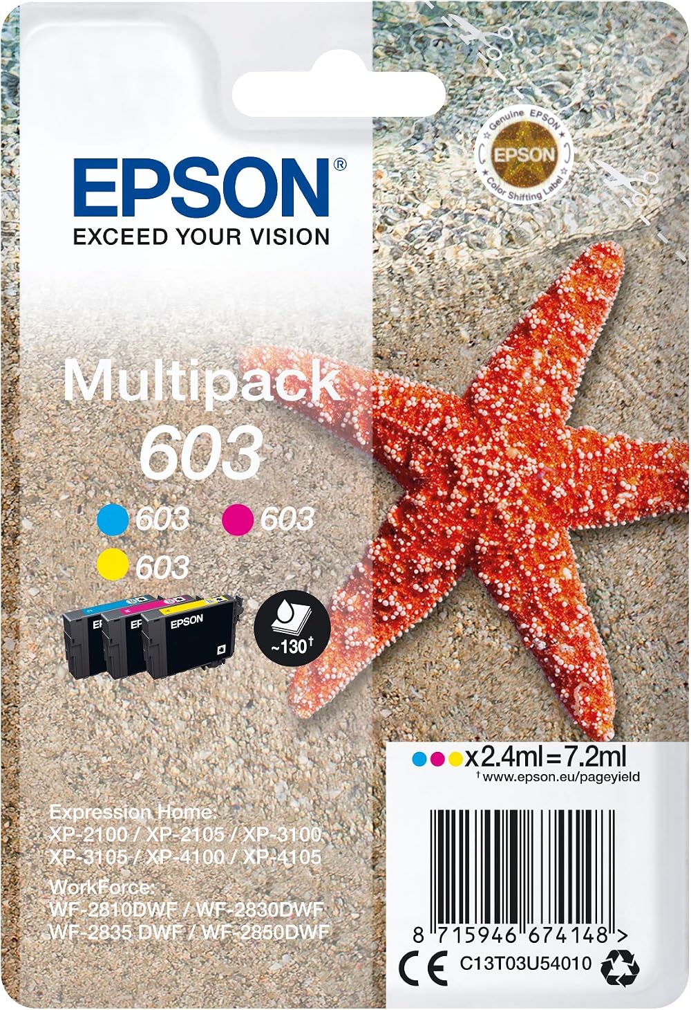 Epson Multipack 603 Ink 3-colours Yellow Cyan Magenta Original