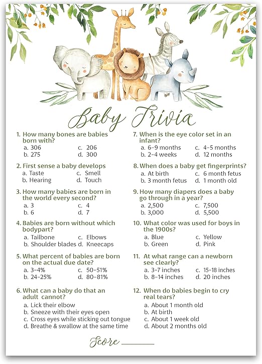 safari baby shower games