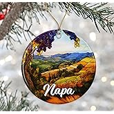 DanielDesign Napa Christmas Ornament - Travel Napa Gift - Stained Glass Style Ceramic Keepsake - Travel Gift for Tree Decoration Printed on Both Sides