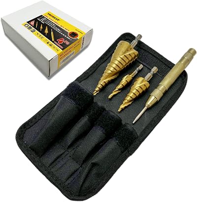 YOKOCUT HSS Titanium Step Drill Bit Set 4-12/20/32mm 3-Piece + Center Punch