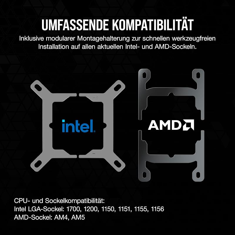 iCUE LINK H115i RGB Flüssig-CPU-Kühler - 280mm AIO - QX140 RGB-Lüfter - Passend Für Intel® LGA 1700, AMD® AM5 - iCUE LINK System Hub Enthalten - Schwarz