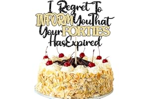 Ephlyn 1Pcs Happy 50th Birthday Cake Topper Black Gold Glitter I Regret to Inform You That Your Forties Has Expired Cake Pick Cheers to 50 Years Cake Decorations for Funny 50th Birthday Party Supplies