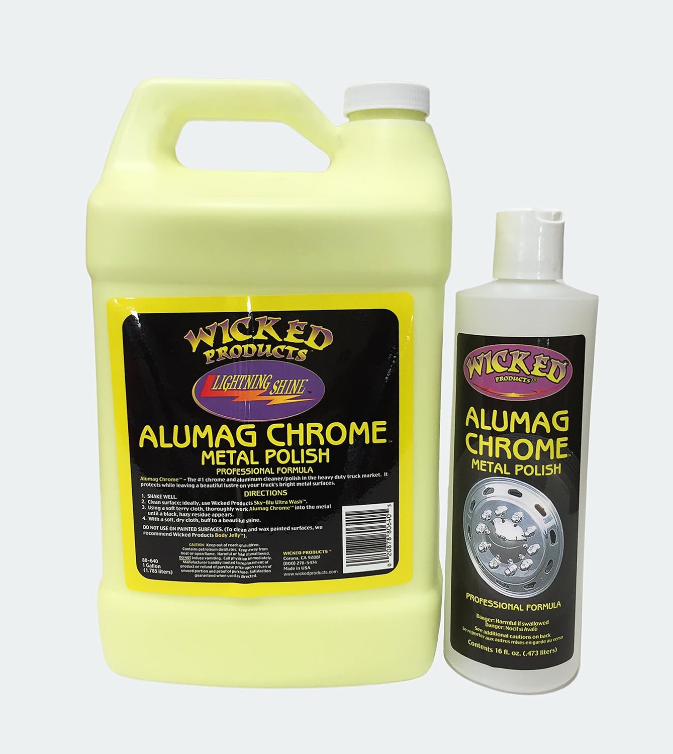 Wicked Alumag Chrome Metal Polish 1 Gallon & FREE dispensing bottle