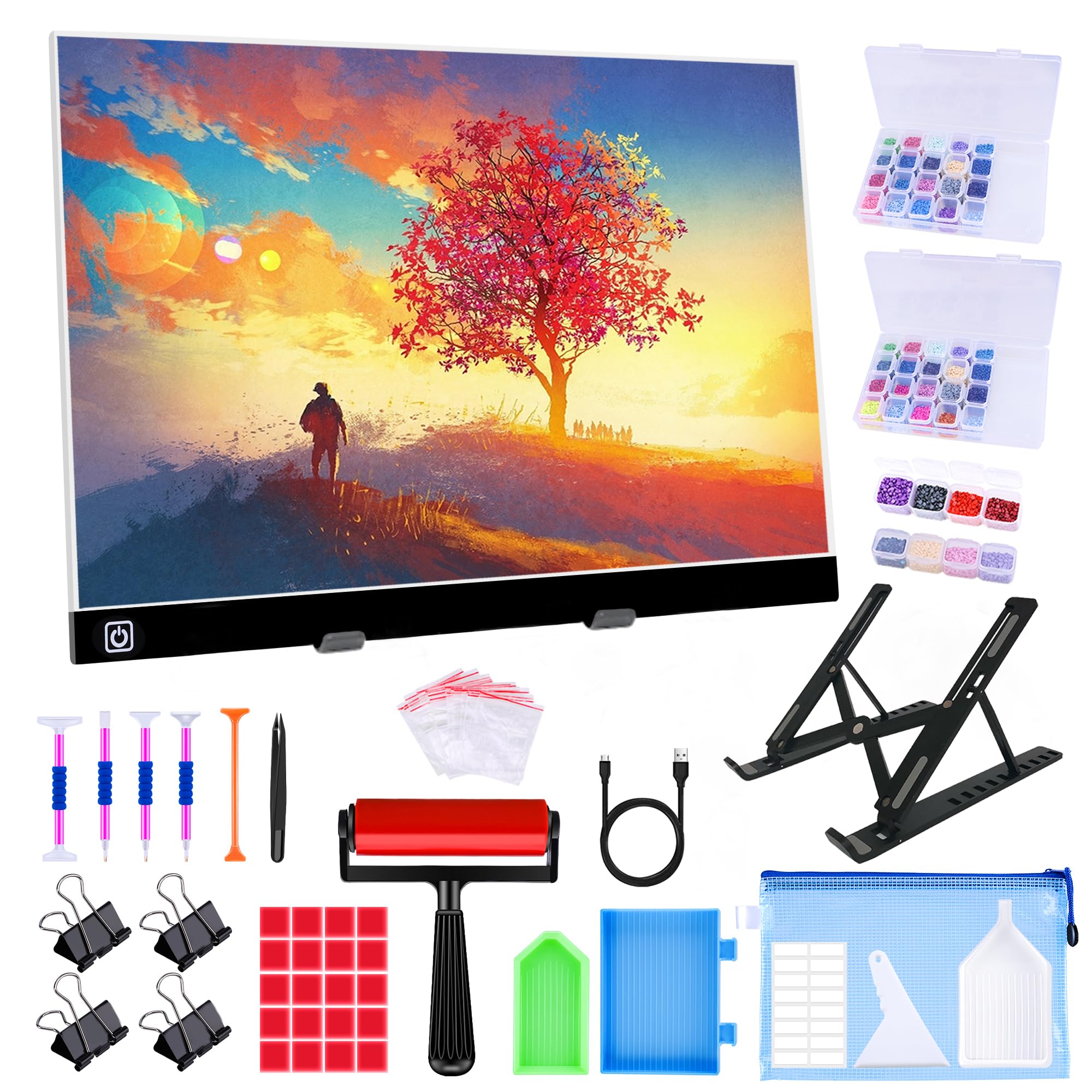 A3 LED Light Pad for Diamond Painting,Ratukall Diamond Art Light Board Kit,Portable Light Box for Tracing with 5D Painting Tools Set for Full Drill Diamond Painting Accessories (31 x 42cm)