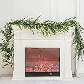 9ft Handmade Christmas Garland with LED String Lights,Cedar Artificial Greenery,Seasonal Garland for Fireplace Winter Holiday Indoor Outdoor Decoration