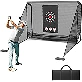 aikeec Golf Practice Hitting Net : Heavy Duty Metal Frame with 5-Layer Polyester Mesh & Target Cloth - Golf Net Indoor Outdoor Backyard Driving Range for Golfers