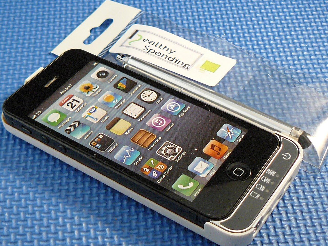 Iphone 5 Rechargeable Extended Backup Battery Case 2200 MAH - White/Orange With Headphone Jack Access & Stylus Pen (By Healthy Spending