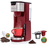 Mixpresso Single Serve Coffee Brewer K-Cup Pods Compatible & Ground Coffee 30oz Compact Coffee Maker Single Serve 5 Brew Size
