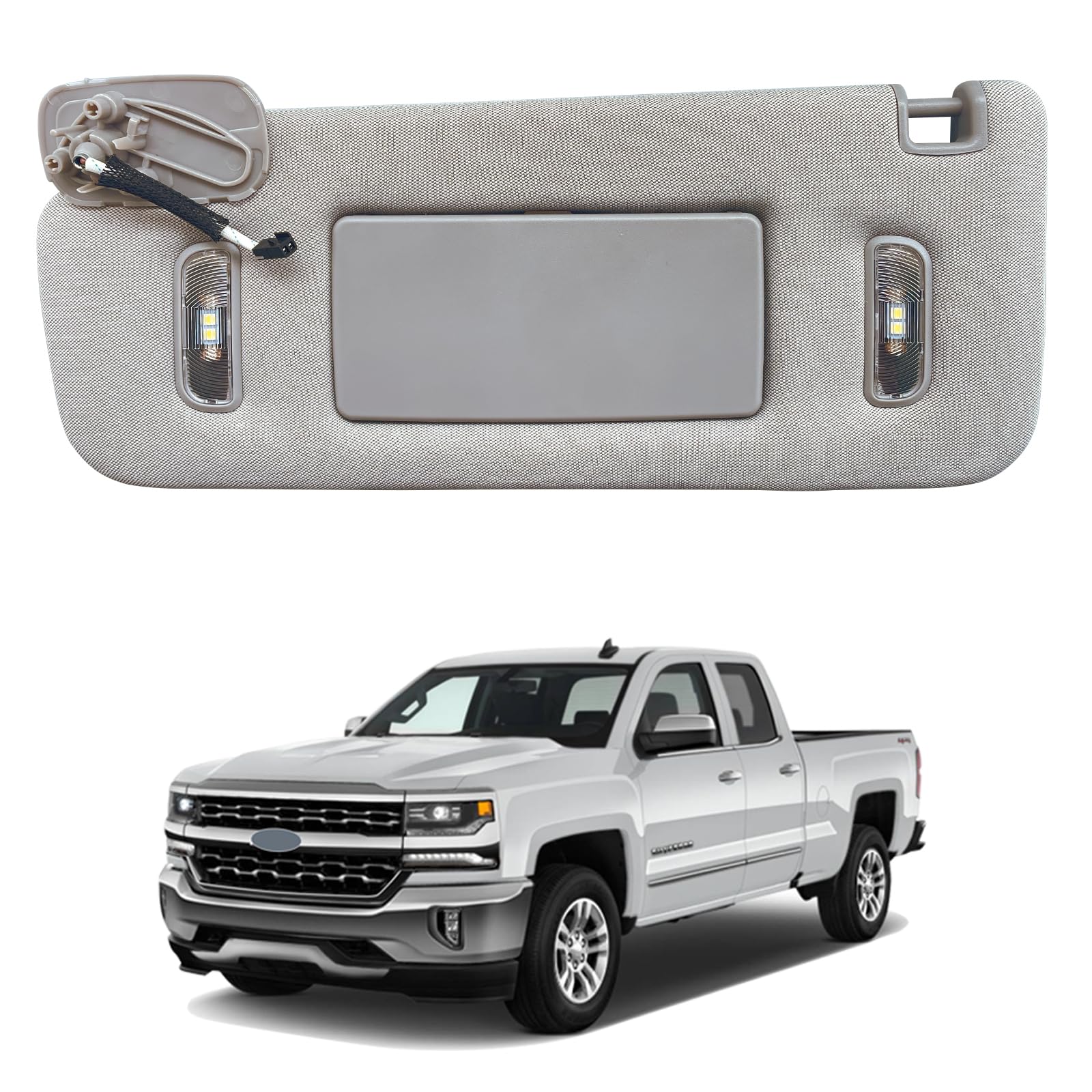 Photo 1 of Driver Side Sun Visor Fit for Cadillac Escalade ESV for Chevrolet Silverado 1500 2500 3500 & Suburban & Tahoe for GMC Sierra 1500 2500HD 3500HD & Yukon XL 2015-2019 Replace 22870346 Left Sunshade Gray