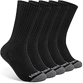Monxiery Mens 100% Cotton Moisture Wicking Cushioned Crew Socks, Athletic Performance Work socks