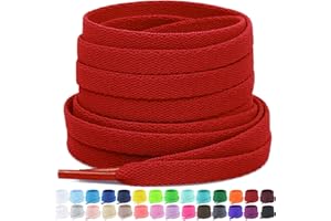 Puzeam Upgrade Tight Weave Flat Shoelaces 28 Colors 5/16" Wide Shoe Laces for Sneakers - 2Pairs
