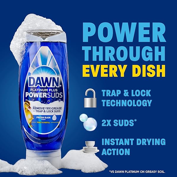 DAWN PLATINUM PLUS POWERSUDS LIQUID DISH SOAP, 17.4 OZ. EZ-SQUEEZE BOTTLE