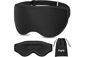 Fygrip 3D Eye Mask Sleep Mask for Men & Women, 100% Pressure-Free & Light Block-Out Eye Mask for Sleep with Easy Adjustable Strap, Night Eye Cover for Travel, Black