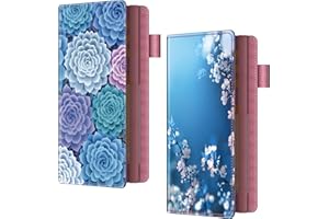 AATACAS 2 Pcs Checkbook Covers - Quality Printed Leather Personal RFID Blocking Check Book Credit Card Holder Wallet for Men 
