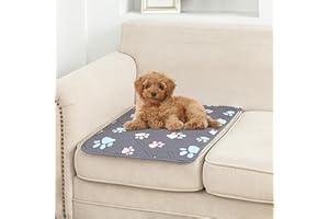 BOCTOPUG Dog Bed Cover for Pets - Blankets Rug Pads for Couch Protection Waterproof Bed Covers Dog Blanket Furniture Protector Reusable Changing Pad (Dark Grey+Colorful Paw, 20"x30")