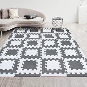 meiqicool Alfombra Puzzle Bebe Puzzle Suelo Bebe Acolchado Alfombra Goma eva Blanco-Gris 150 x 122 cm ALg30S18: Amazon.es: Juguetes y juegos