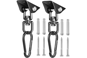 Velomill Porch Swing Hanging Kit, 360°Rotating 1200 lb Capacity Hanger for Porch Swing, Hammocks, Swing Chair (2 Pack)