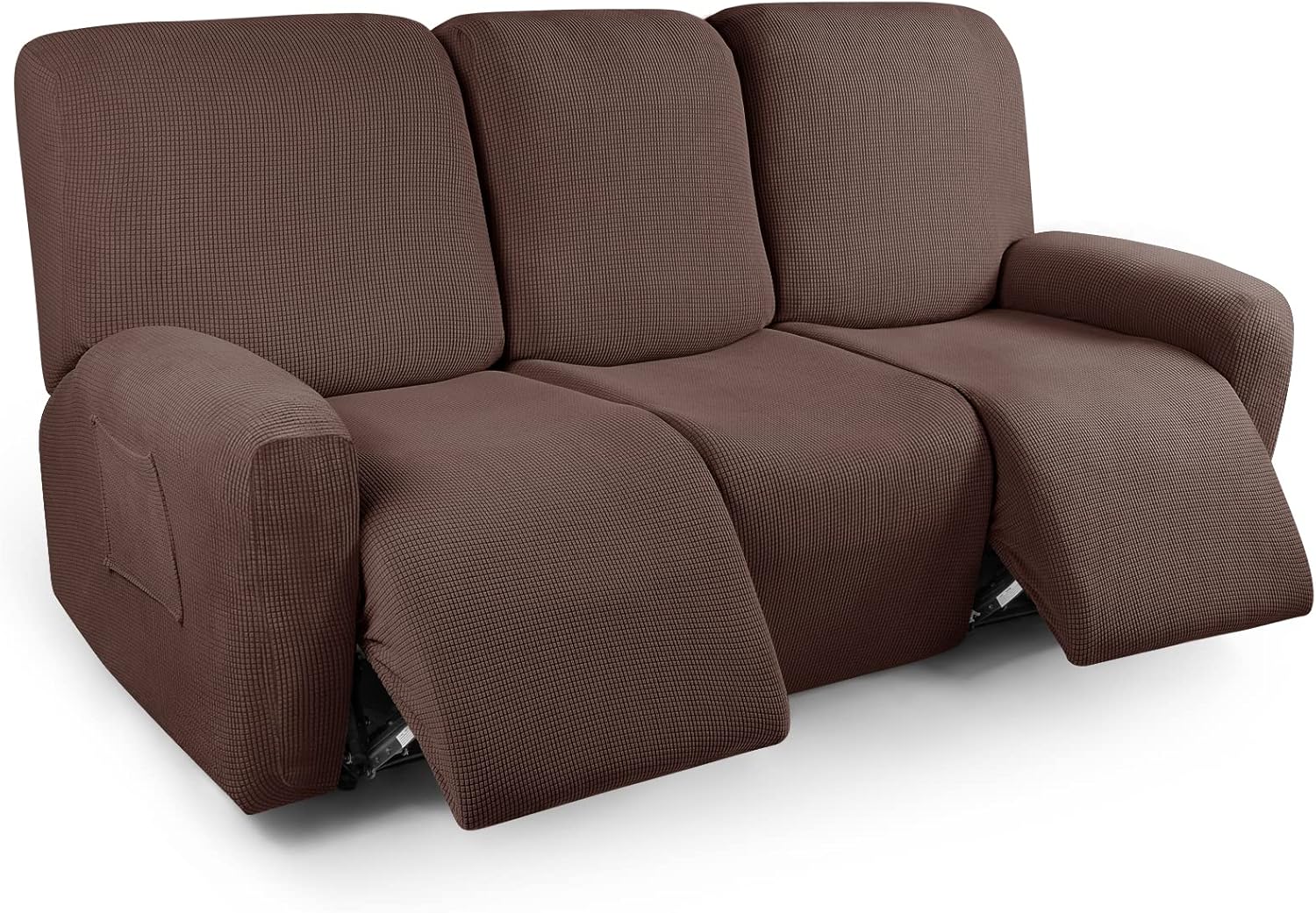 Slipcovers - TAOCOCO Recliner Sofa Covers 8-Pieces Stretch Large Couch Covers for 3 Seats Reclining Slipcovers Soft Jacquard Pattern Furniture Protector Chocolate